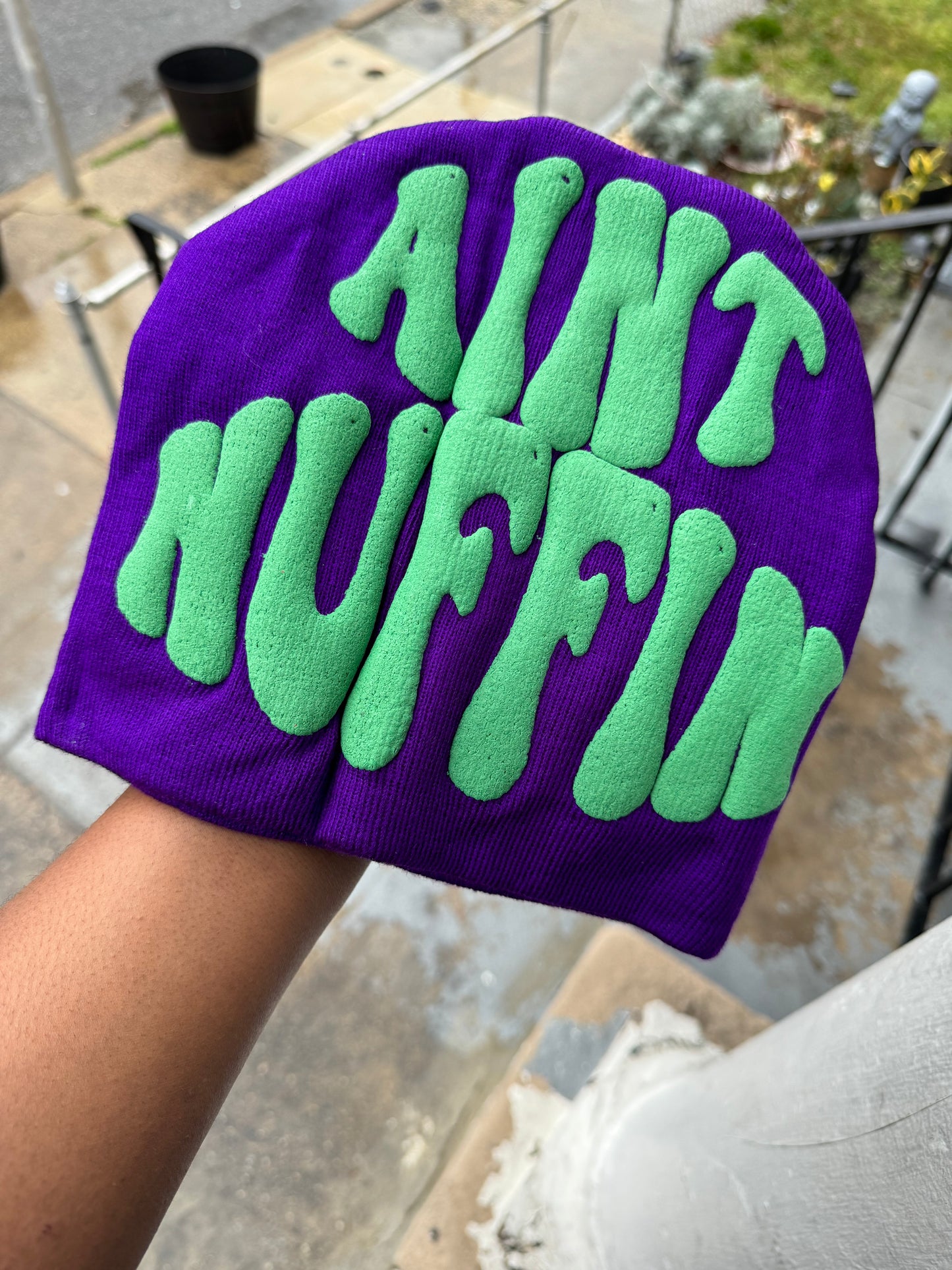 Purple & Green ain’t nuffin beanie