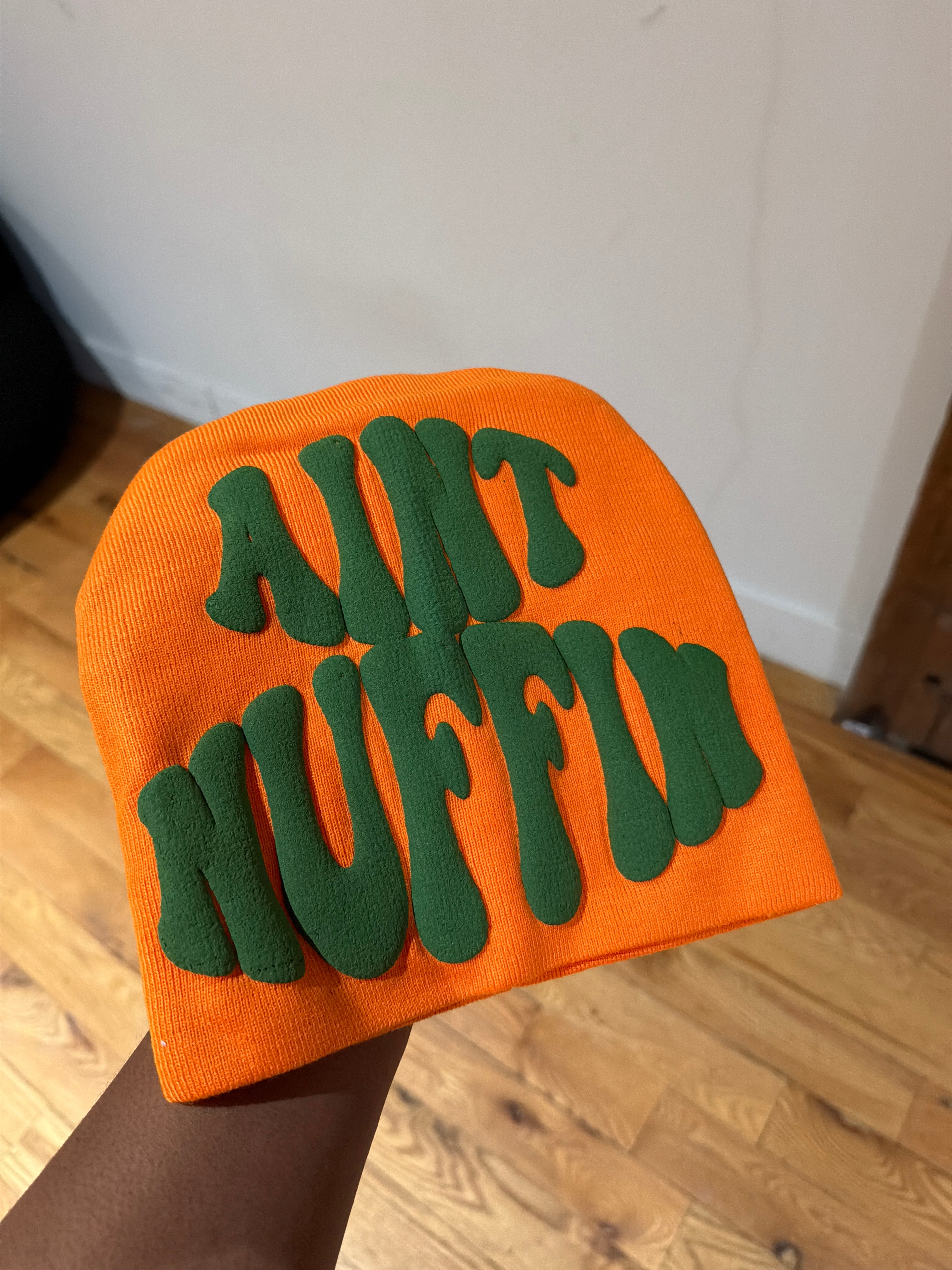AINT NUFFIN  ORANGE AND GREEN  BEANIE
