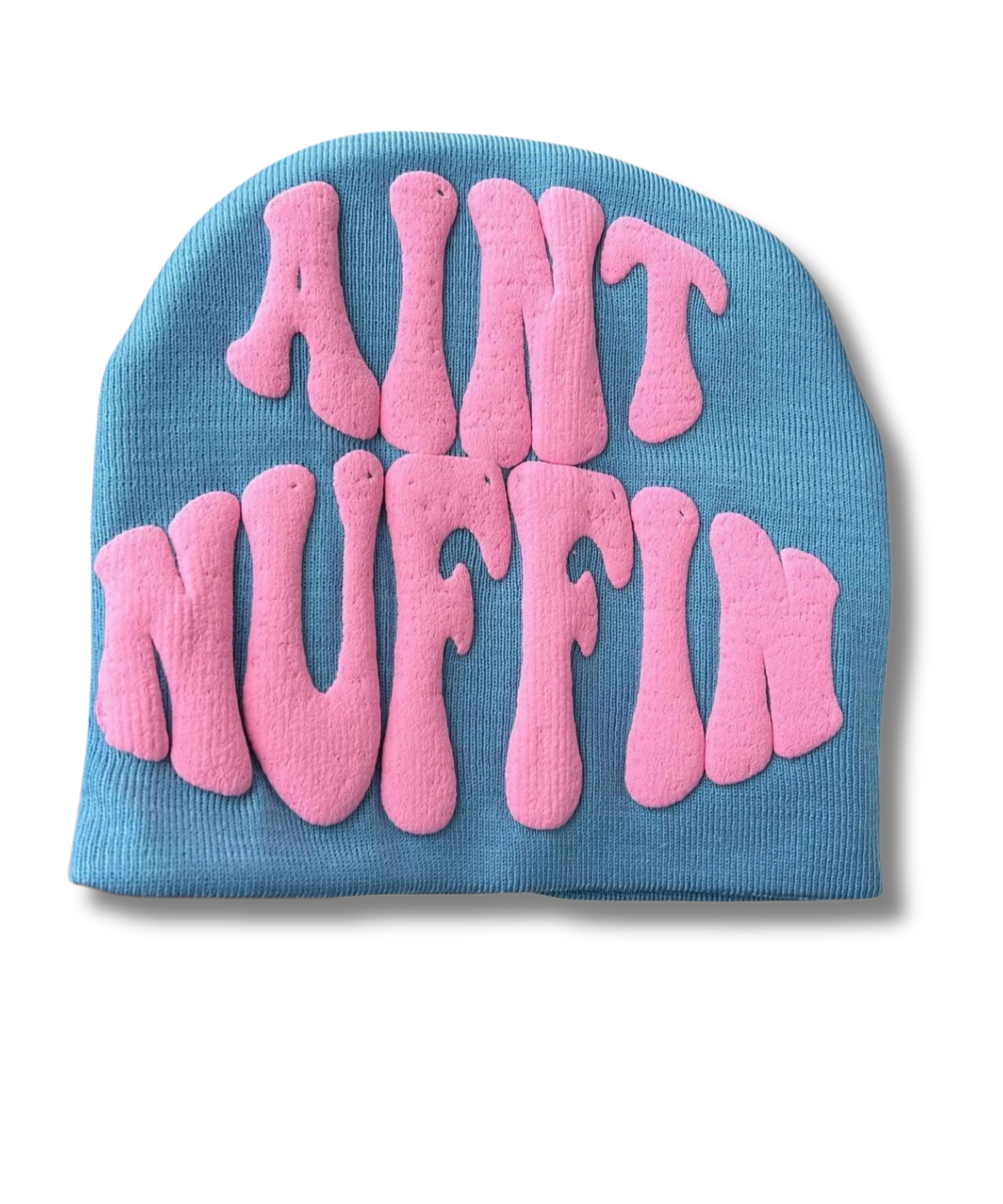AINT NUFFIN SKY BLUE AND PINK  BEANIE