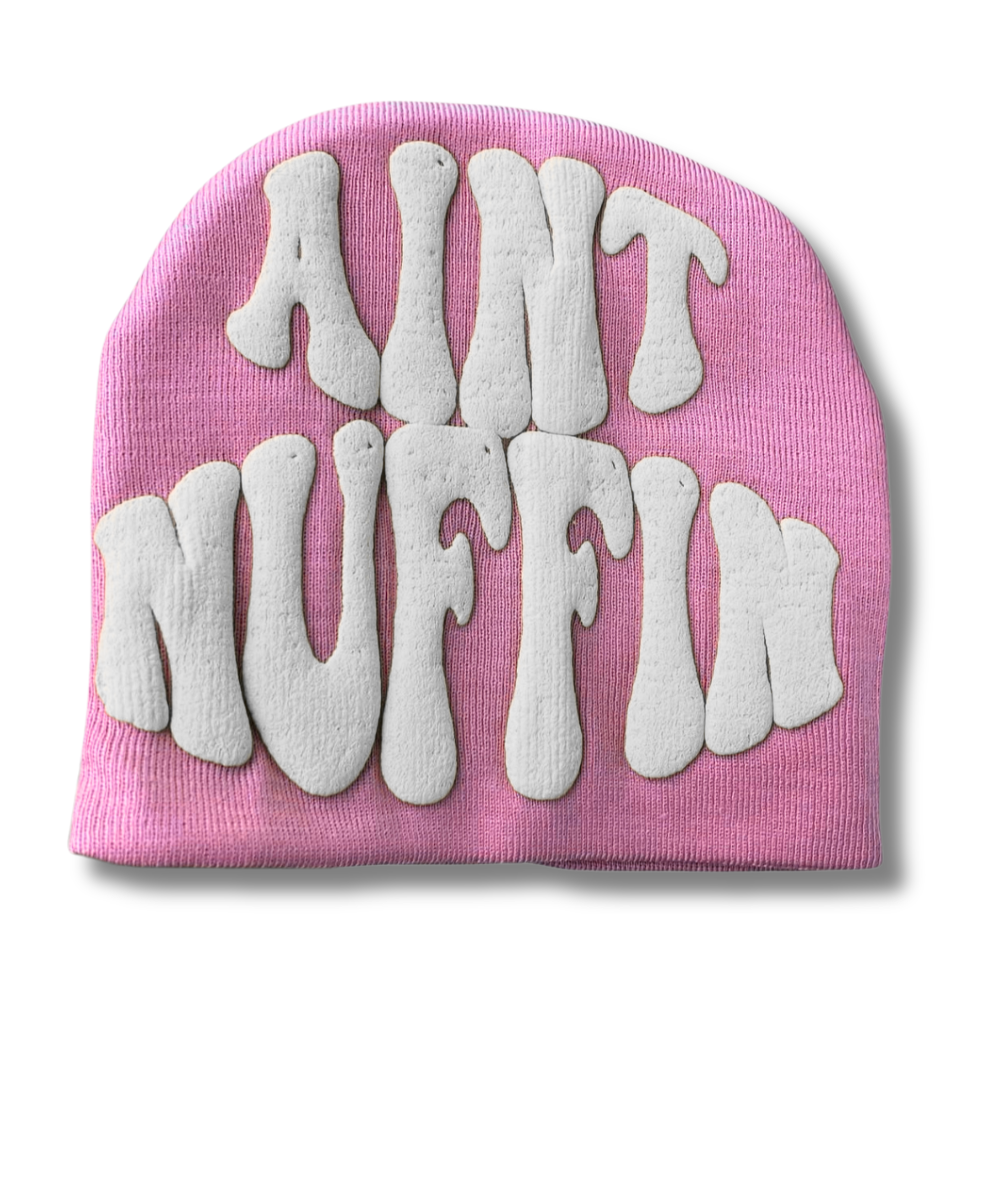 AINT NUFFIN PINK AND WHITE BEANIE