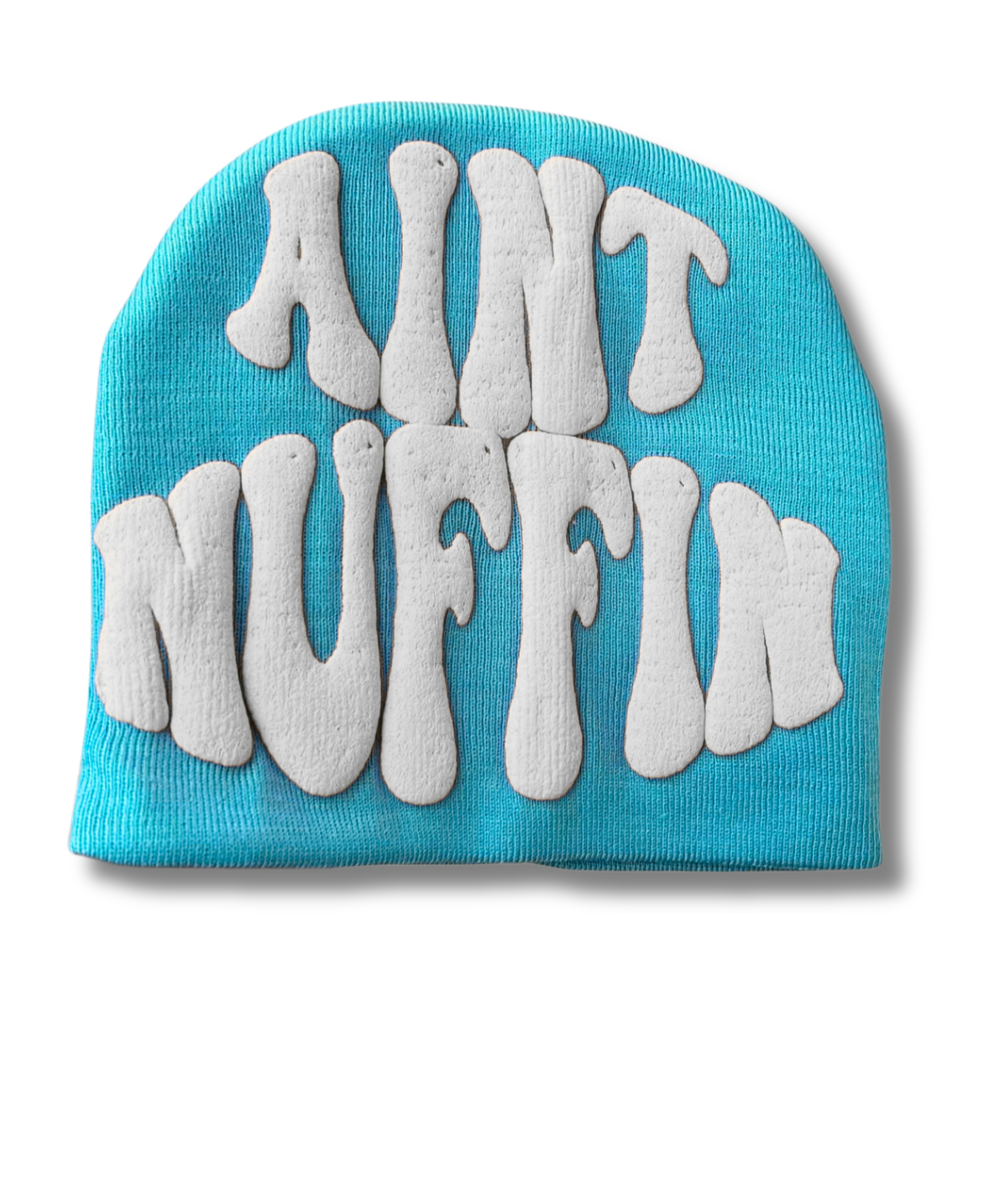AINT NUFFIN  BLUE AND WHITE  BEANIE